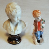 SET 2 – Vintage Porcelain French Bust Child & (225) Boy W/ Backpack Figurine