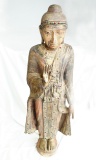 Antique Thai  Hardwood Large 4 Ft Buddha Statue