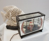 Lot - 1 Vintage Japanese Fish Wooden Stand  Light & 1 Geisha In Glass Box