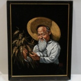 Velvet Oil Painting Japanese Elderly Man