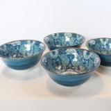 4 Japanese Blue Bowls
