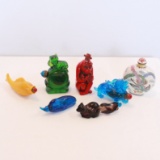 7 Peaking Glass Snuff Bottles - 6 animals and 1 bottle shaped