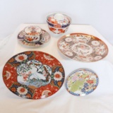 Varied Size Plates, and 2 different Covered Bowls With Lids and Saucers