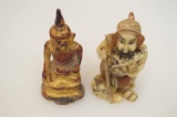 2 Various Buddah Statue Figurines (Gold Plated, Ivory)