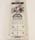 Colorado Rockies First Home Game Ticket - April 1993 - With Case and Cover