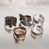Set 5 Sterling Silver Rings, Engraved Designs
