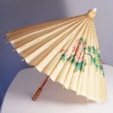 Lot - (2) Asian Parasel Umbrellas & 1 Big Fan