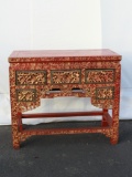 Engraved Asian Gold & Red Communion Table