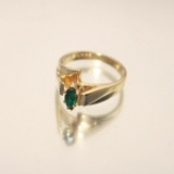 Natural Emerald 6.5 x 3.5 mm Approx 1/3 Caret 14k Gold size 7