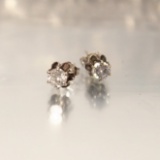 Diamond Earings 1 Carat Total Weight, 14k Gold Antique 
