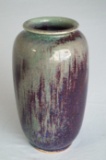 Pottey Vase Crackled Design  Green and Purple Glaze