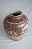 Crackled design Red and Jade Green Vase