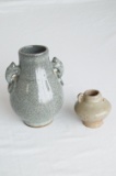Combined Set Of A Small Vase With Handles (One Broken Off), And A Medium Cr