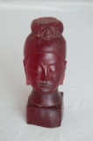 Amber Red (See Light Through) Buddha Head Figurine