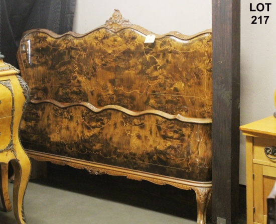 ANTIQUE QUEEN FRENCH BAROQUE FOOT AND HEADBOARD