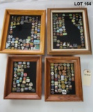 4 FRAMED CASES WITH COLLECTOR PINS