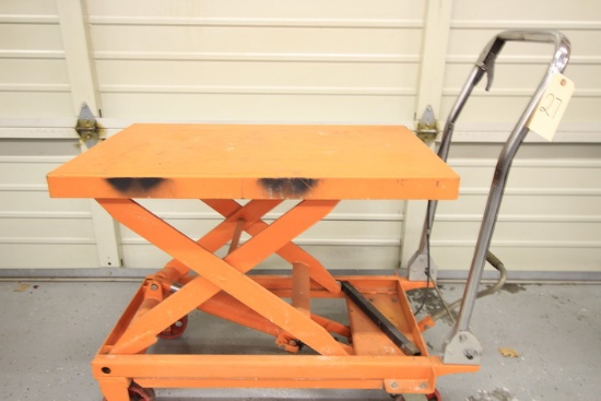 Orange Hydrolic Lift Shop Table