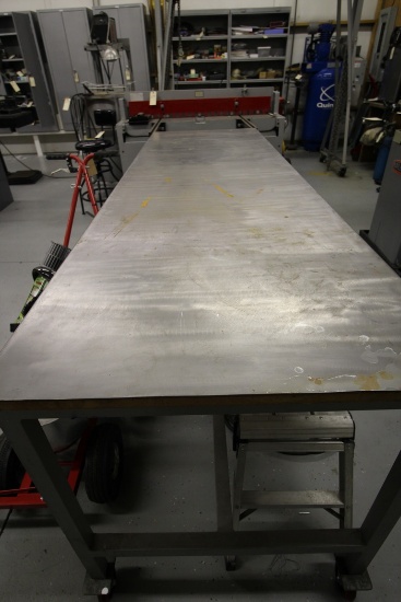 Stainless Steel Long Table on  Locking Wheels