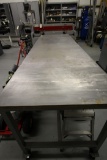 Stainless Steel Long Table on  Locking Wheels