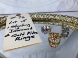 Lot of (1) Sterling & Diamond Ring & (2) Gold Plate Rings