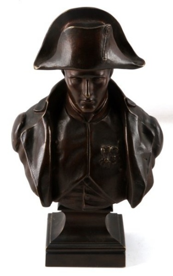 VINTAGE PATINATED BRONZE NAPOLEON BUST ROLLIN