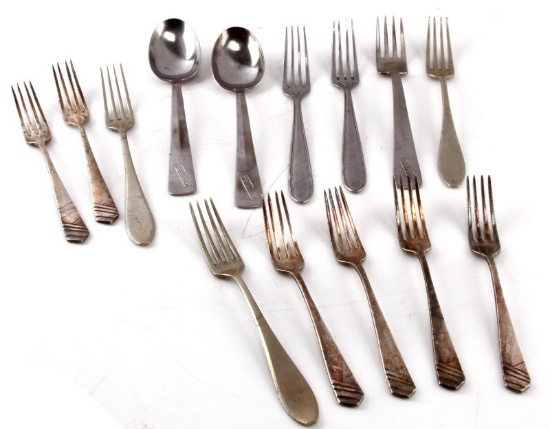 14 ASSORTED WWII GERMAN SILVER FLATWARE CUTLERY