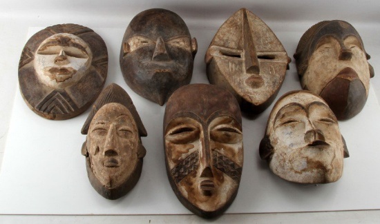 AFRICAN FOLK ART WOODEN MASK COLLECTION LOT OF 7