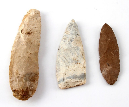 3 ARCHAIC TO MISSISSIPPIAN BLADE KNIFE POINTS