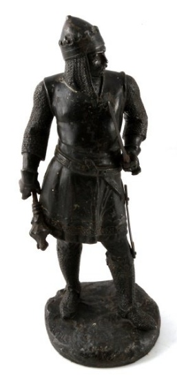 13 INCH VINTAGE KING ARTHUR SPELTER STATUE