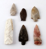 ARCHAIC TO WOODLAND ARROWHEAD POINTS LOT OF 6