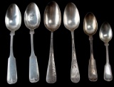 6 ANTIQUE STERLING SILVER SPOON LOT 250 GRAMS