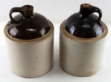 TWO 1 GALLON ANTIQUE STONEWARE JUGS WITH CORK