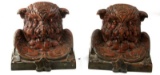 PAIR OF ANTIQUE CAST IRON OWL BOOK ENDS NUMBERED