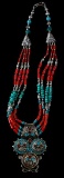 HANDMADE TIBETAN CORAL AND TURQUOISE NECKLACE