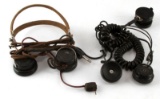 2 WWII MILITARY HEADSET & 1 NAVY HAND MIC LOT