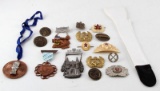 MIXED GERMAN RUSSIAN MILITARY BADGES CAP PINS ETC