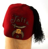 ANTIQUE SHRINER'S RED FEZ JAFFA CAP BLACK TASSLE