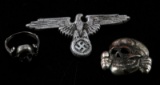 GERMAN WWII SS SKULL INSIGNIA CAP EAGLE AND RING