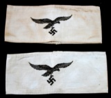 2 GERMAN WWII WHITE LUFTWAFFE ARM BANDS