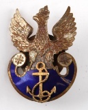WWII GERMAN POLISH NAVAL OFFICER AXIS CAP BADGE