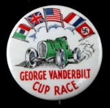 ANTIQUE GEORGE VANDERBILT CUP RACE CELLULOID PIN