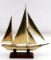 BRASS MODEL SHIP WITH WOODEN STAND