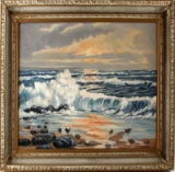 1953 Otis Lammey Seascape Painting On Canvas