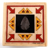 Small Hand Made Pine & Birch Tribal Arrowhead Box
