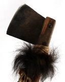 NATIVE AMERICAN HAND FORGED AXE WITH LEATHER