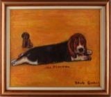 BEAGLE DOG FOLK PAINTING BY UNCLE GEORGE