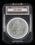 1881 UNC MINT STATE MORGAN SILVER DOLLAR COIN