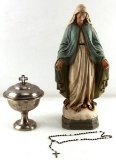 MOTHER MARY STATUE W COMMUNION SET & ROSARY