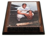 WILLIE MAYS SIGNED PLAQUE W COA MLB