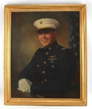 OIL ON CANVAS PAINTING OF WWII US  MARINE CAPTAIN
